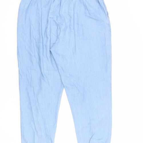 Falmer Heritage Womens Blue Cotton Trousers Size 14 L28 in Regular Drawstring
