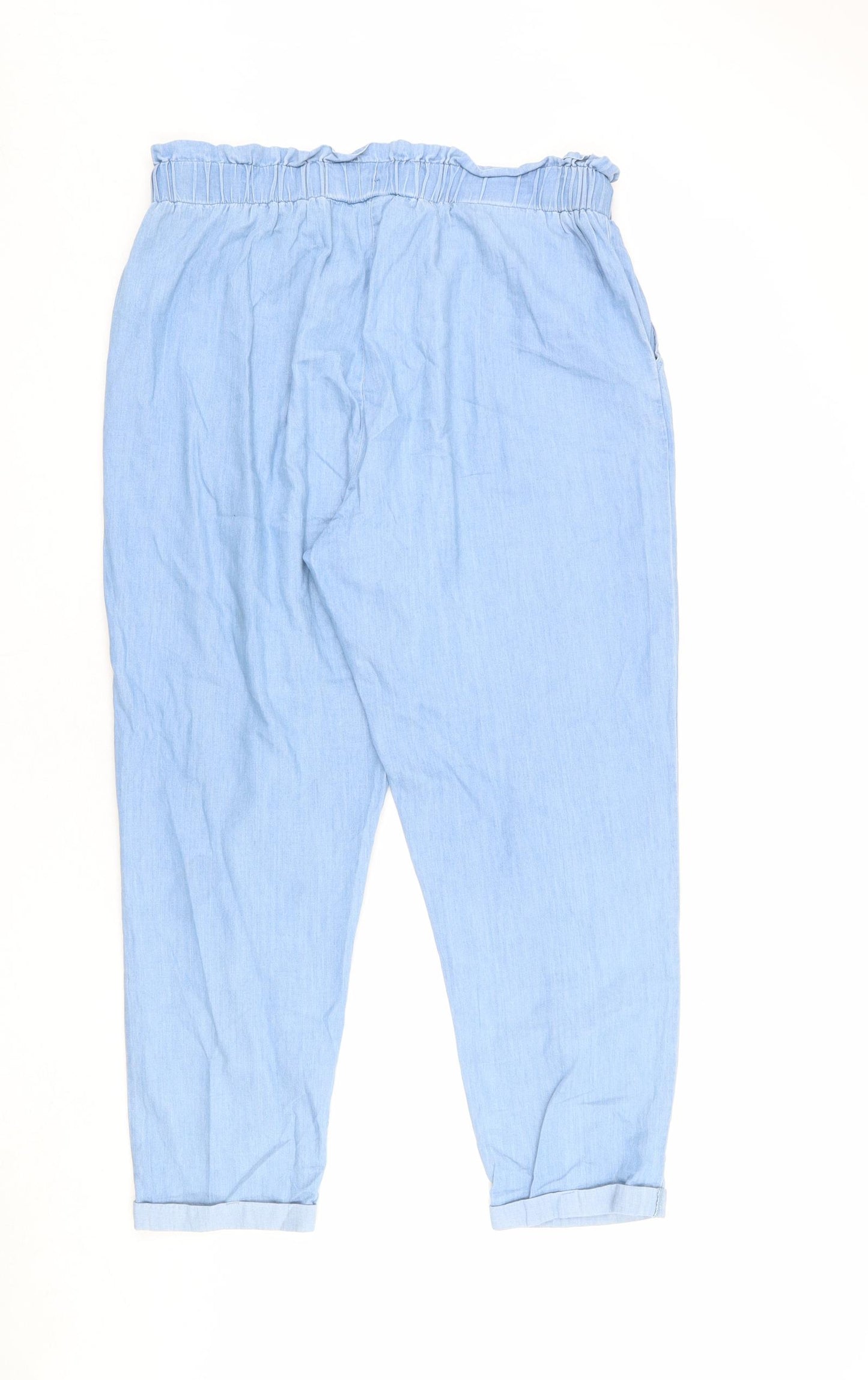 Falmer Heritage Womens Blue Cotton Trousers Size 14 L28 in Regular Drawstring