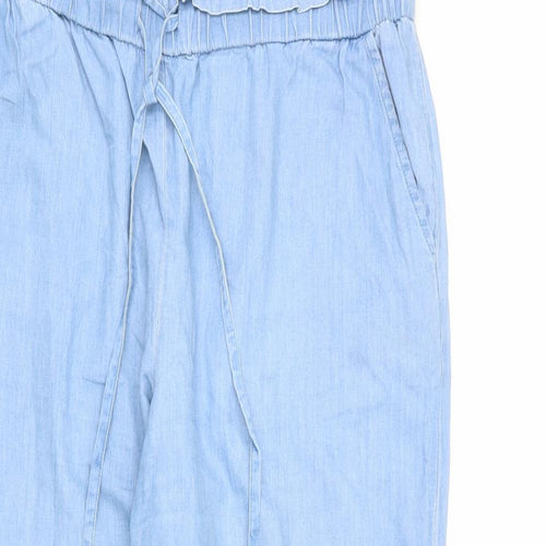Falmer Heritage Womens Blue Cotton Trousers Size 14 L28 in Regular Drawstring
