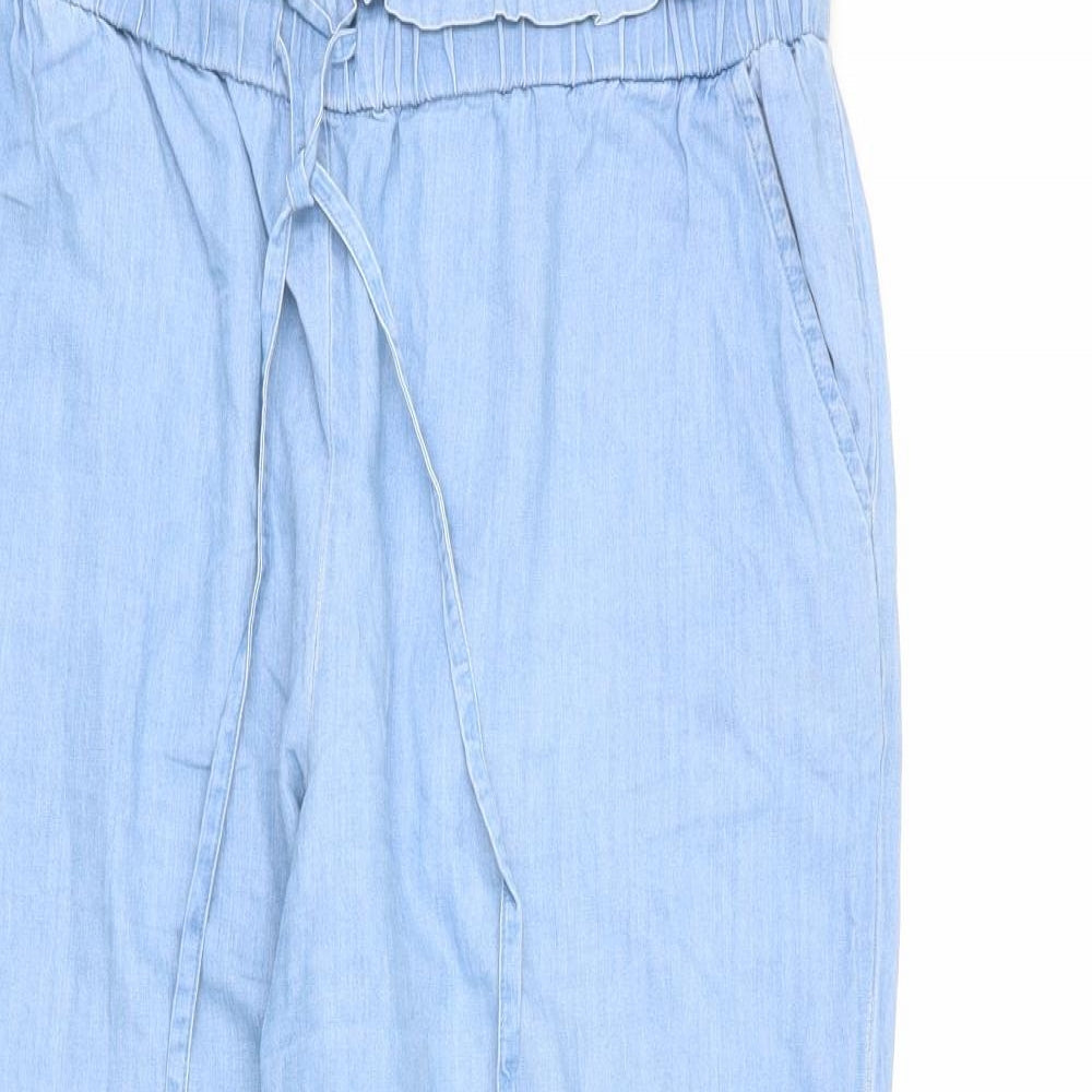 Falmer Heritage Womens Blue Cotton Trousers Size 14 L28 in Regular Drawstring