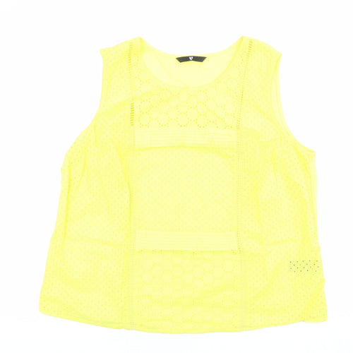 Very Womens Yellow 100% Cotton Basic Tank Size 18 Boat Neck