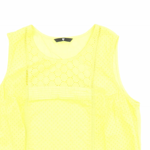 Very Womens Yellow 100% Cotton Basic Tank Size 18 Boat Neck