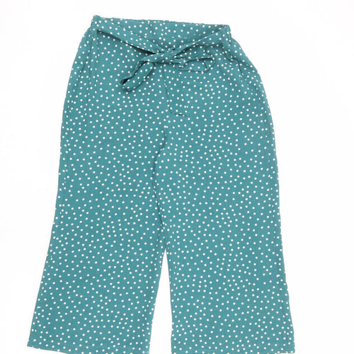 Boohoo Womens Green Polka Dot Polyester Trousers Size 12 L20 in Regular