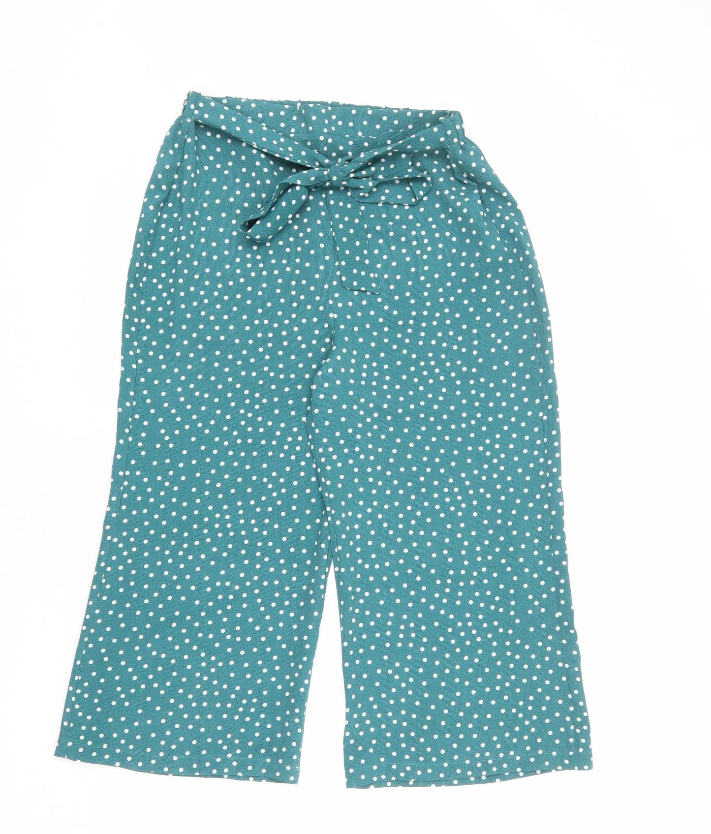 Boohoo Womens Green Polka Dot Polyester Trousers Size 12 L20 in Regular