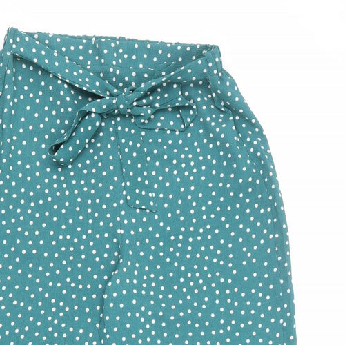 Boohoo Womens Green Polka Dot Polyester Trousers Size 12 L20 in Regular