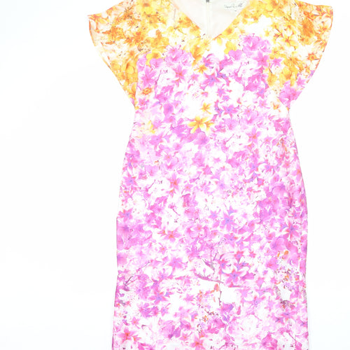 Damsel in a Dress Womens Multicoloured Floral Polyester Sheath Size 12 V-Neck Zip