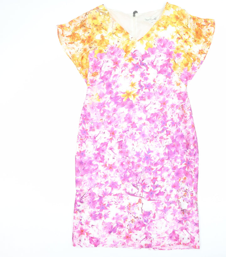 Damsel in a Dress Womens Multicoloured Floral Polyester Sheath Size 12 V-Neck Zip