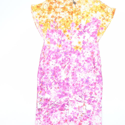 Damsel in a Dress Womens Multicoloured Floral Polyester Sheath Size 12 V-Neck Zip