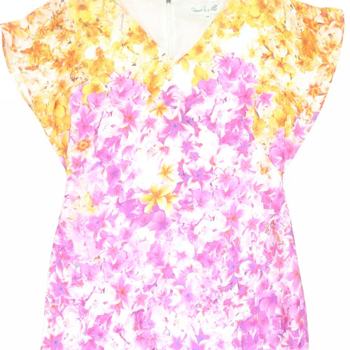 Damsel in a Dress Womens Multicoloured Floral Polyester Sheath Size 12 V-Neck Zip
