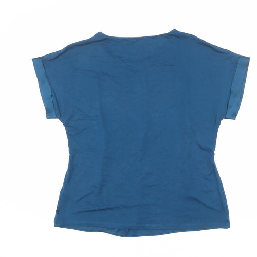 Marks and Spencer Womens Blue Viscose Basic Blouse Size 12 Round Neck
