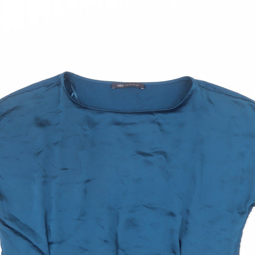 Marks and Spencer Womens Blue Viscose Basic Blouse Size 12 Round Neck