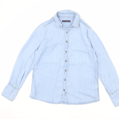 Marks and Spencer Womens Blue Lyocell Basic Button-Up Size 10 Collared