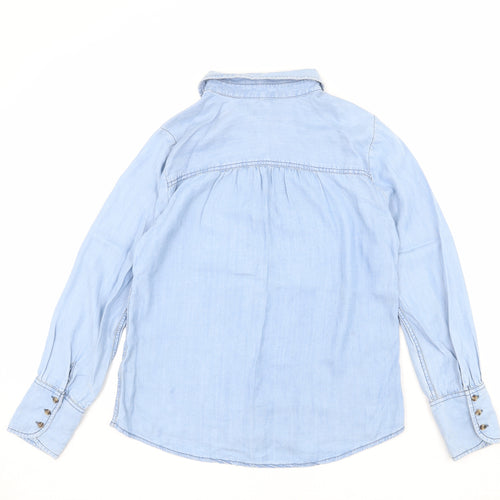 Marks and Spencer Womens Blue Lyocell Basic Button-Up Size 10 Collared
