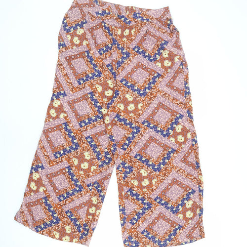 NEXT Womens Multicoloured Geometric Viscose Trousers Size 12 L23 in Regular