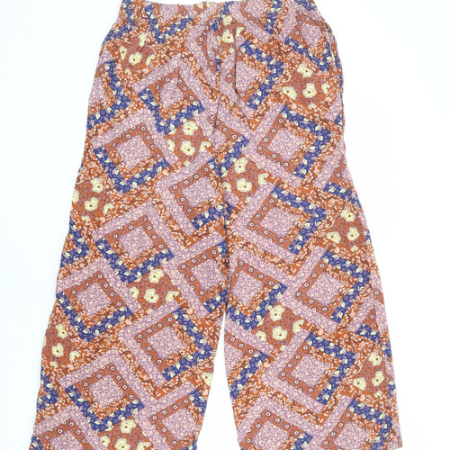 NEXT Womens Multicoloured Geometric Viscose Trousers Size 12 L23 in Regular