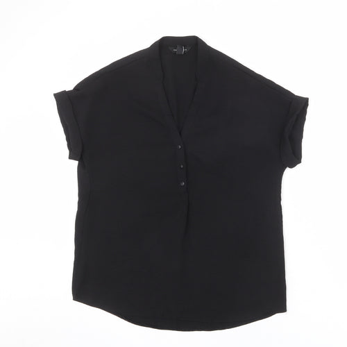 New Look Womens Black Polyester Basic Blouse Size 6 V-Neck