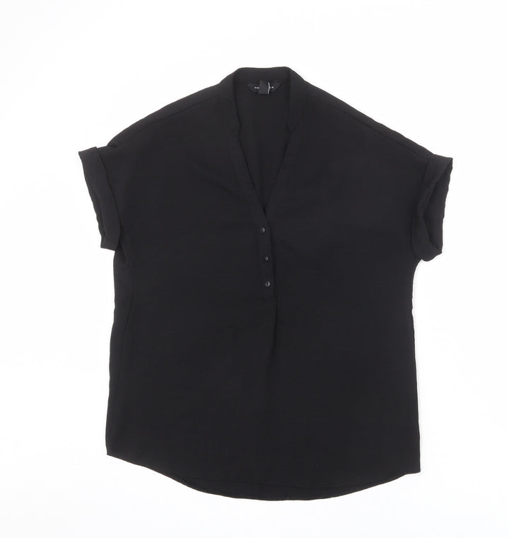 New Look Womens Black Polyester Basic Blouse Size 6 V-Neck