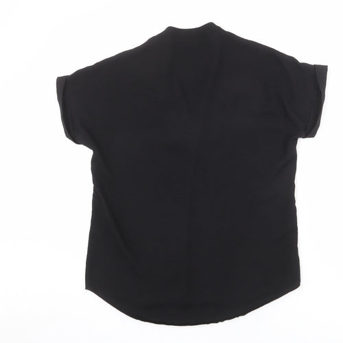 New Look Womens Black Polyester Basic Blouse Size 6 V-Neck