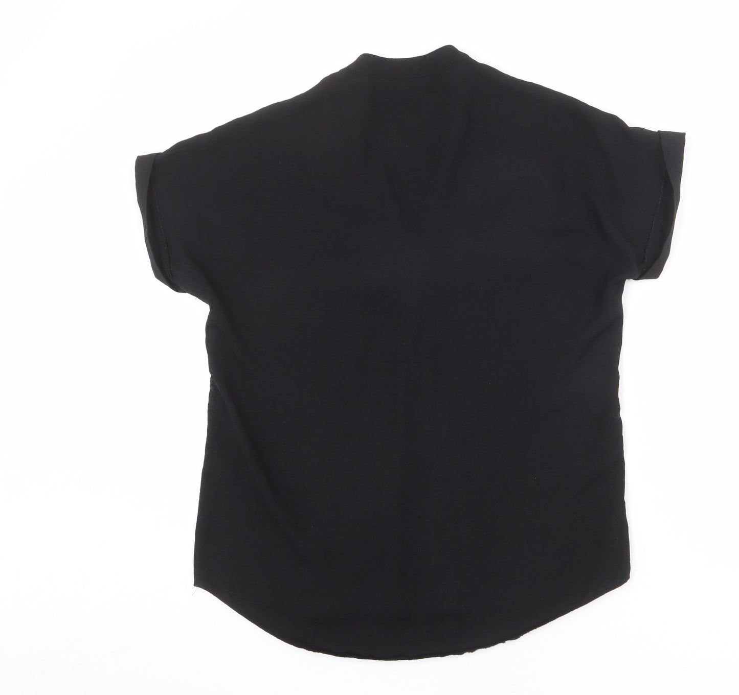 New Look Womens Black Polyester Basic Blouse Size 6 V-Neck