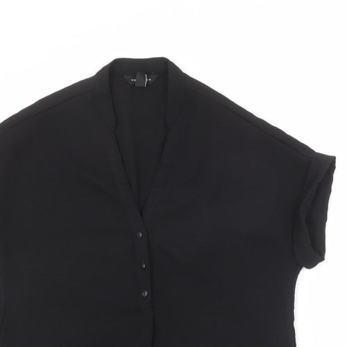 New Look Womens Black Polyester Basic Blouse Size 6 V-Neck