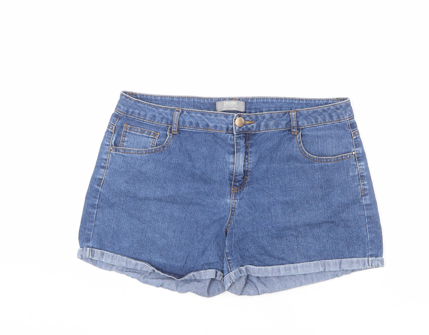 Dorothy Perkins Womens Blue Cotton Hot Pants Shorts Size 16 L4 in Regular Zip