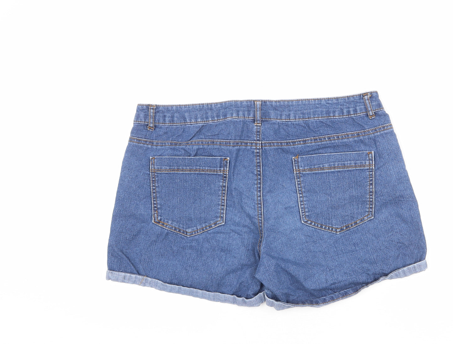 Dorothy Perkins Womens Blue Cotton Hot Pants Shorts Size 16 L4 in Regular Zip