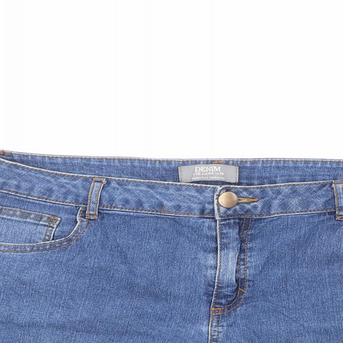 Dorothy Perkins Womens Blue Cotton Hot Pants Shorts Size 16 L4 in Regular Zip