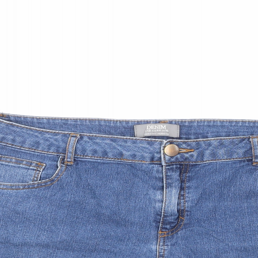 Dorothy Perkins Womens Blue Cotton Hot Pants Shorts Size 16 L4 in Regular Zip