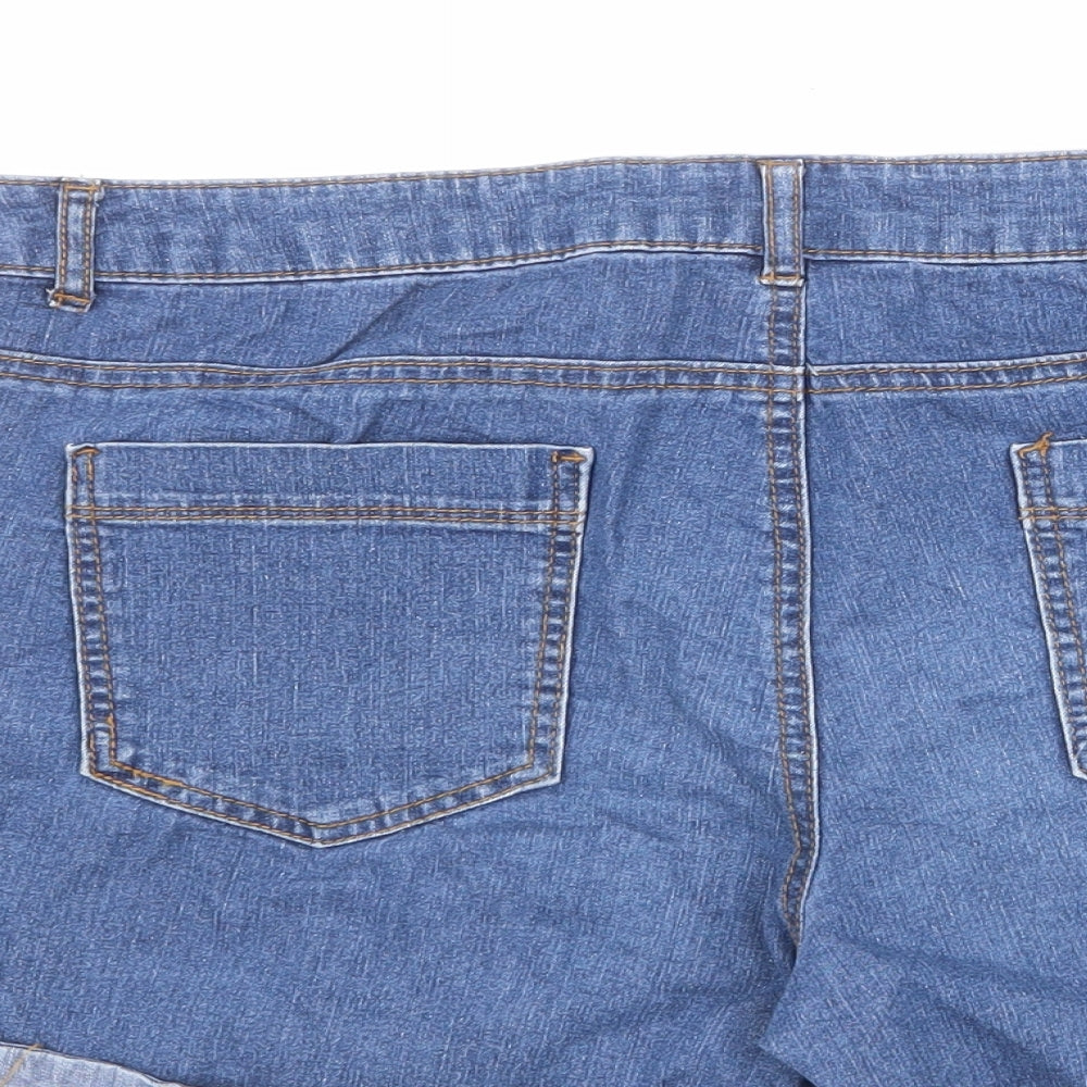 Dorothy Perkins Womens Blue Cotton Hot Pants Shorts Size 16 L4 in Regular Zip