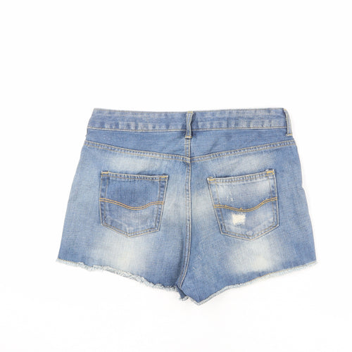 Denim & Co. Womens Blue 100% Cotton Cut-Off Shorts Size 12 L3 in Regular Button