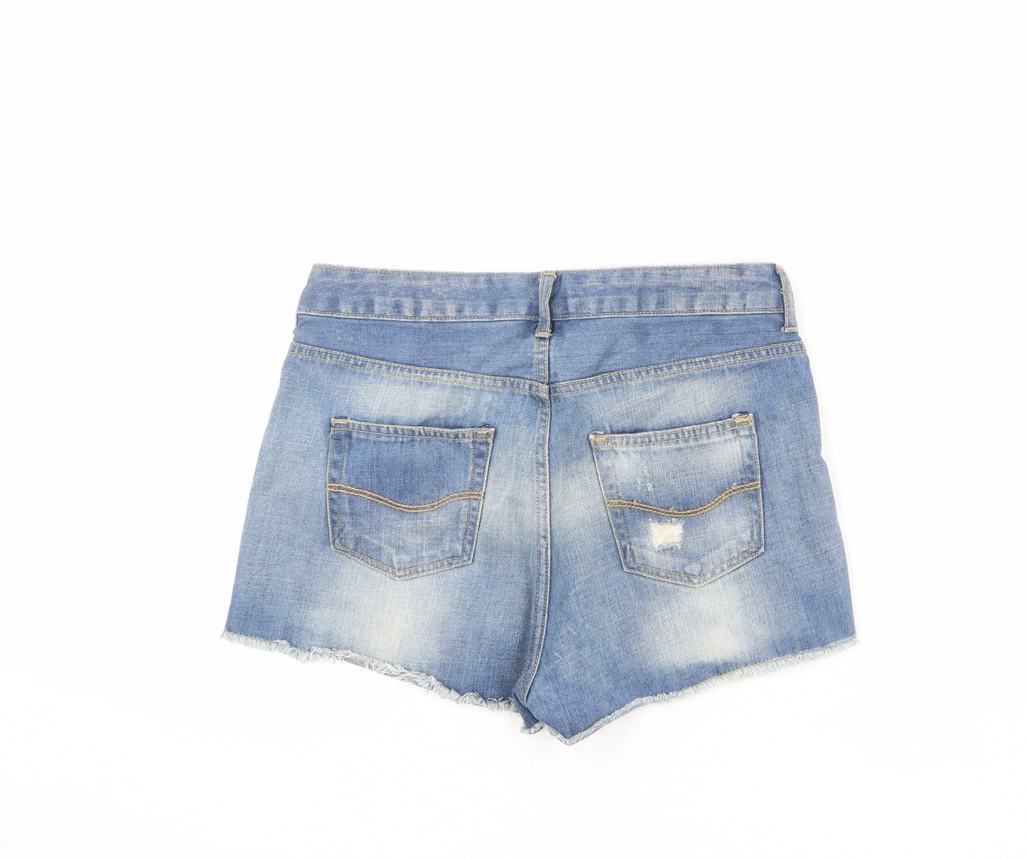 Denim & Co. Womens Blue 100% Cotton Cut-Off Shorts Size 12 L3 in Regular Button