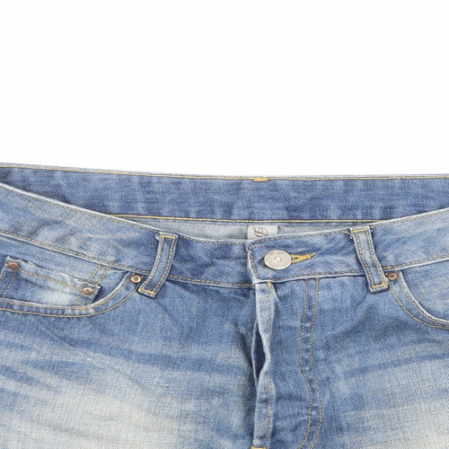 Denim & Co. Womens Blue 100% Cotton Cut-Off Shorts Size 12 L3 in Regular Button
