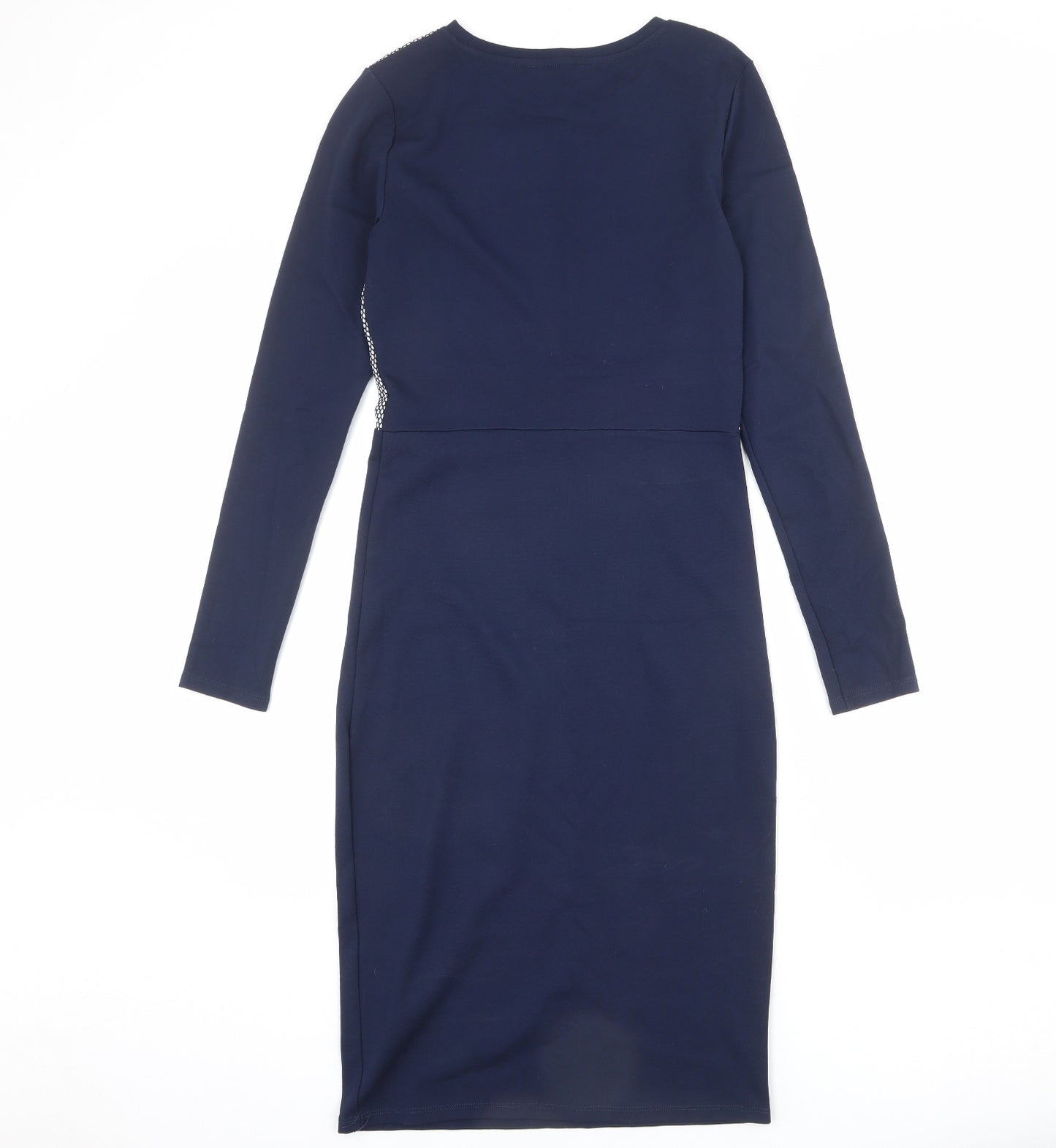 Limited Edition Womens Blue Geometric Viscose Sheath Size 8 Round Neck Pullover