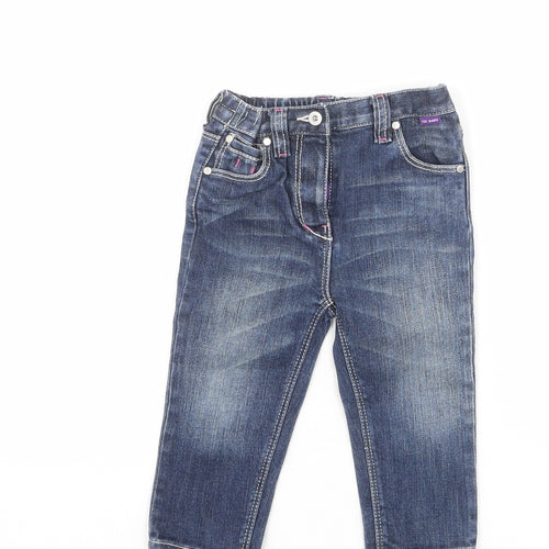 Ted Baker Girls Blue Cotton Cropped Trousers Size 18 Months Zip