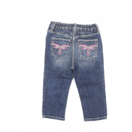 Ted Baker Girls Blue Cotton Cropped Trousers Size 18 Months Zip