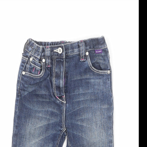 Ted Baker Girls Blue Cotton Cropped Trousers Size 18 Months Zip