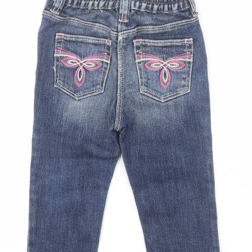 Ted Baker Girls Blue Cotton Cropped Trousers Size 18 Months Zip