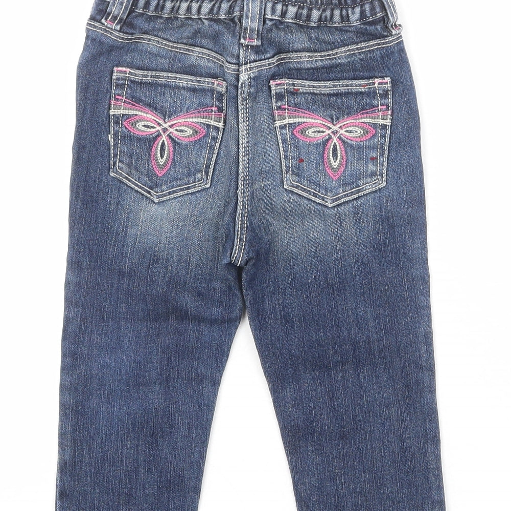 Ted Baker Girls Blue Cotton Cropped Trousers Size 18 Months Zip