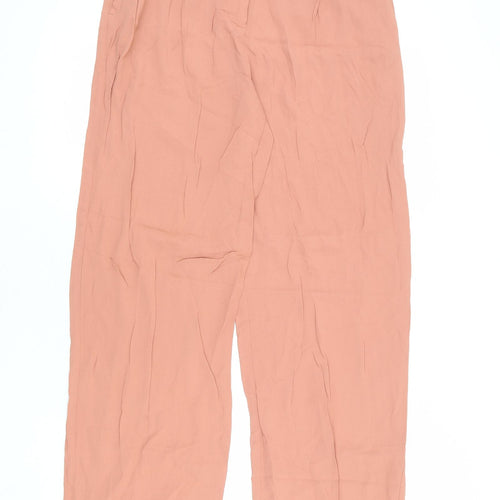 Mango Womens Pink Viscose Trousers Size 8 L34 in Regular Zip