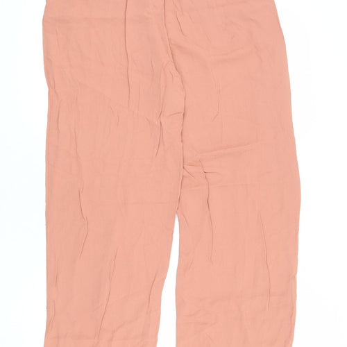 Mango Womens Pink Viscose Trousers Size 8 L34 in Regular Zip