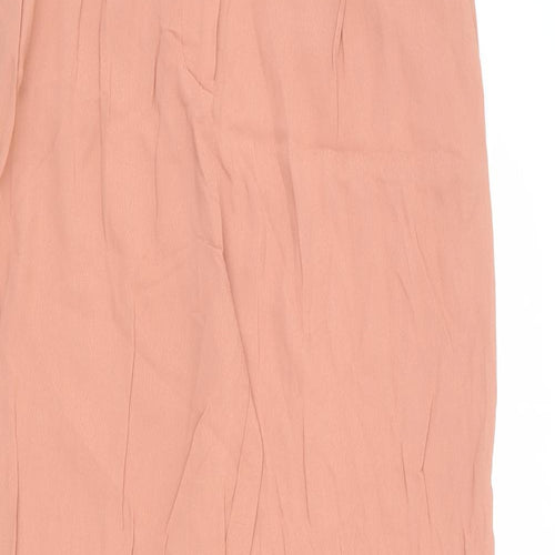 Mango Womens Pink Viscose Trousers Size 8 L34 in Regular Zip