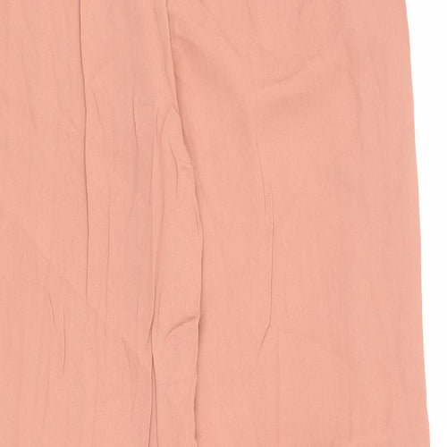 Mango Womens Pink Viscose Trousers Size 8 L34 in Regular Zip