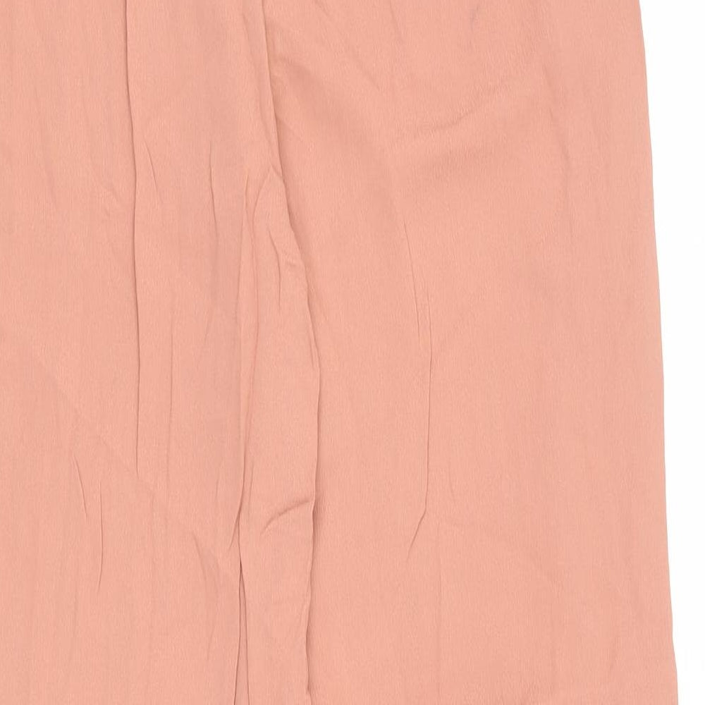 Mango Womens Pink Viscose Trousers Size 8 L34 in Regular Zip