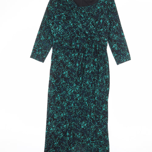 Per Una Womens Multicoloured Geometric Polyester Sheath Size 8 Boat Neck Zip