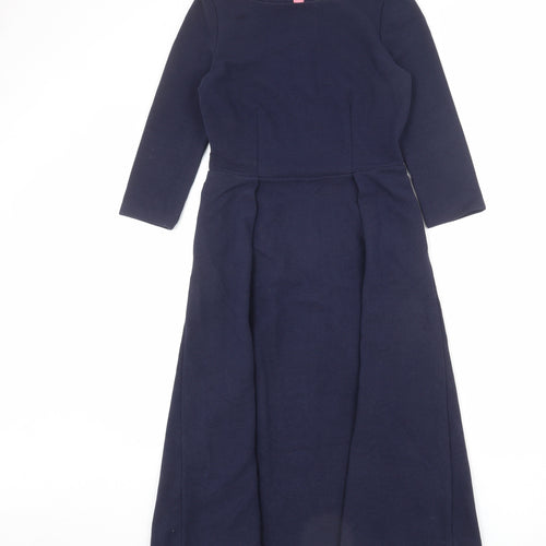 Boden Womens Blue Cotton A-Line Size 8 Boat Neck Zip