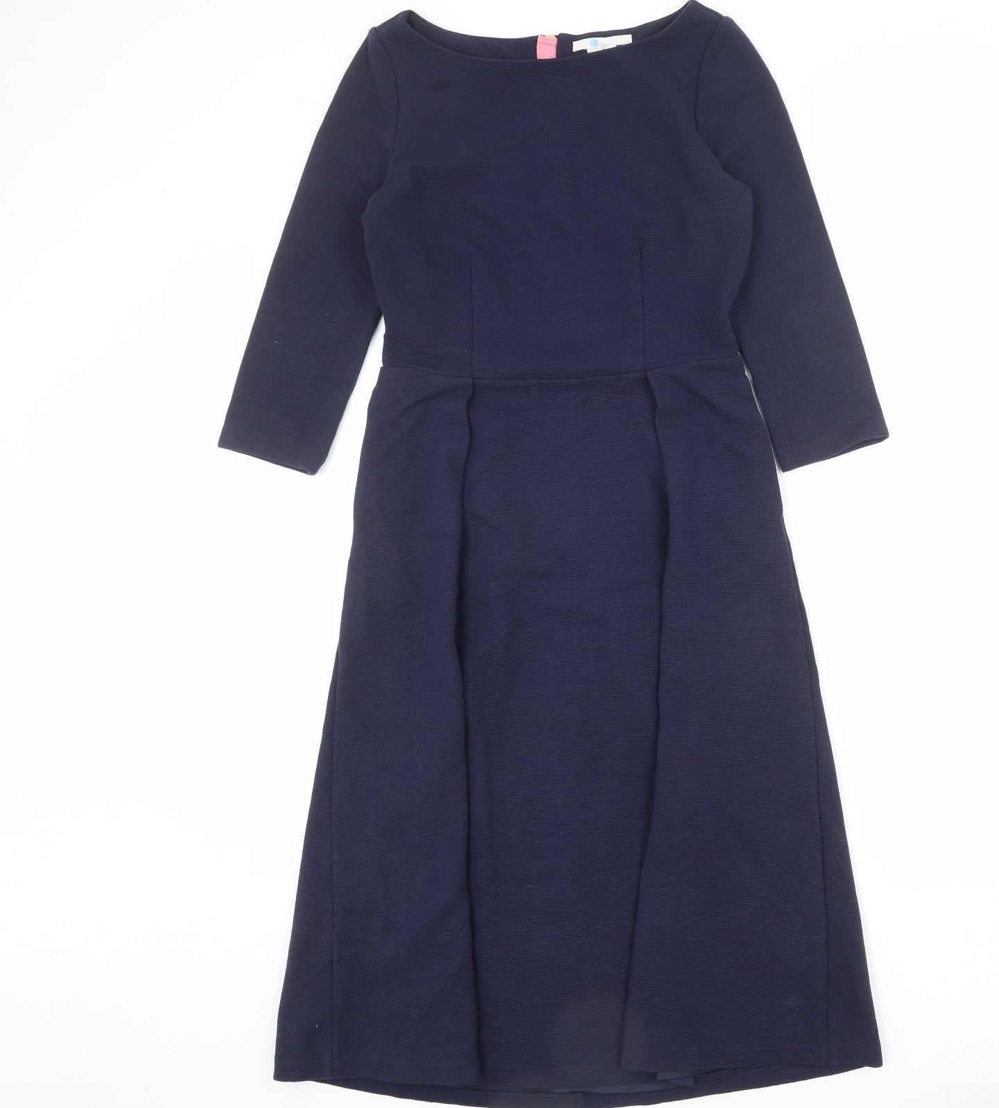 Boden Womens Blue Cotton A-Line Size 8 Boat Neck Zip