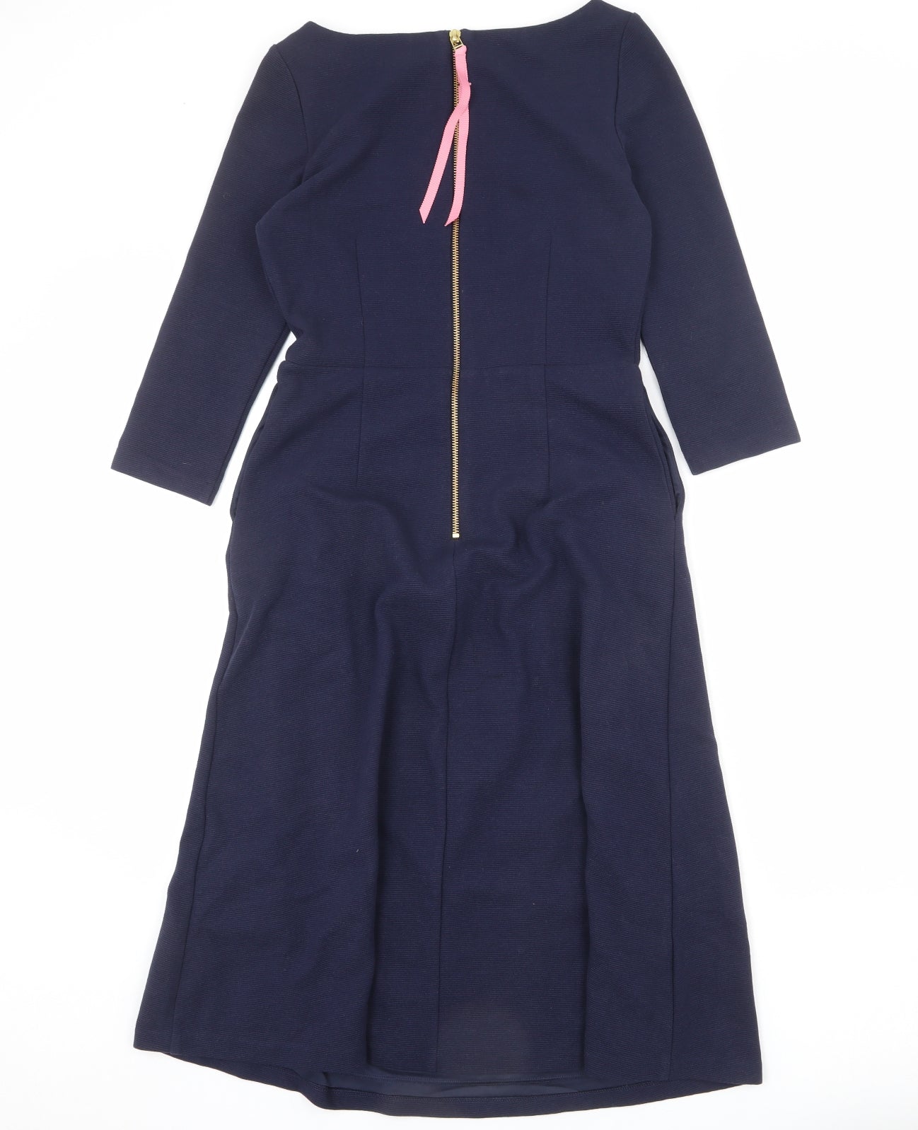 Boden Womens Blue Cotton A-Line Size 8 Boat Neck Zip