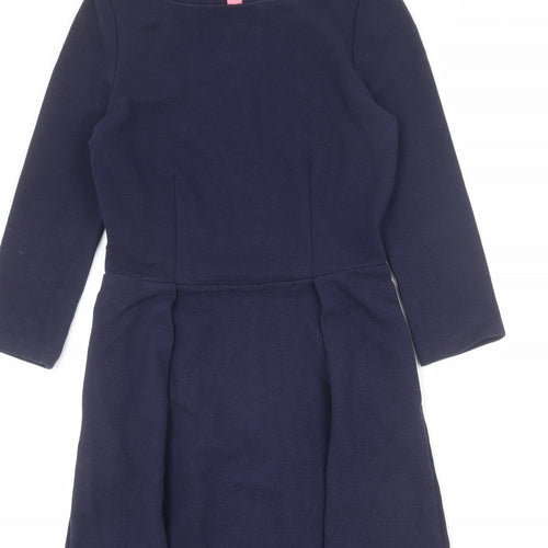 Boden Womens Blue Cotton A-Line Size 8 Boat Neck Zip