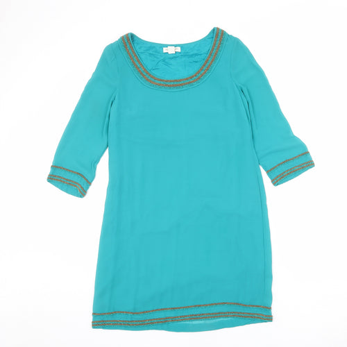 Monsoon Womens Green Polyester Shift Size 8 Boat Neck Pullover - Embellished