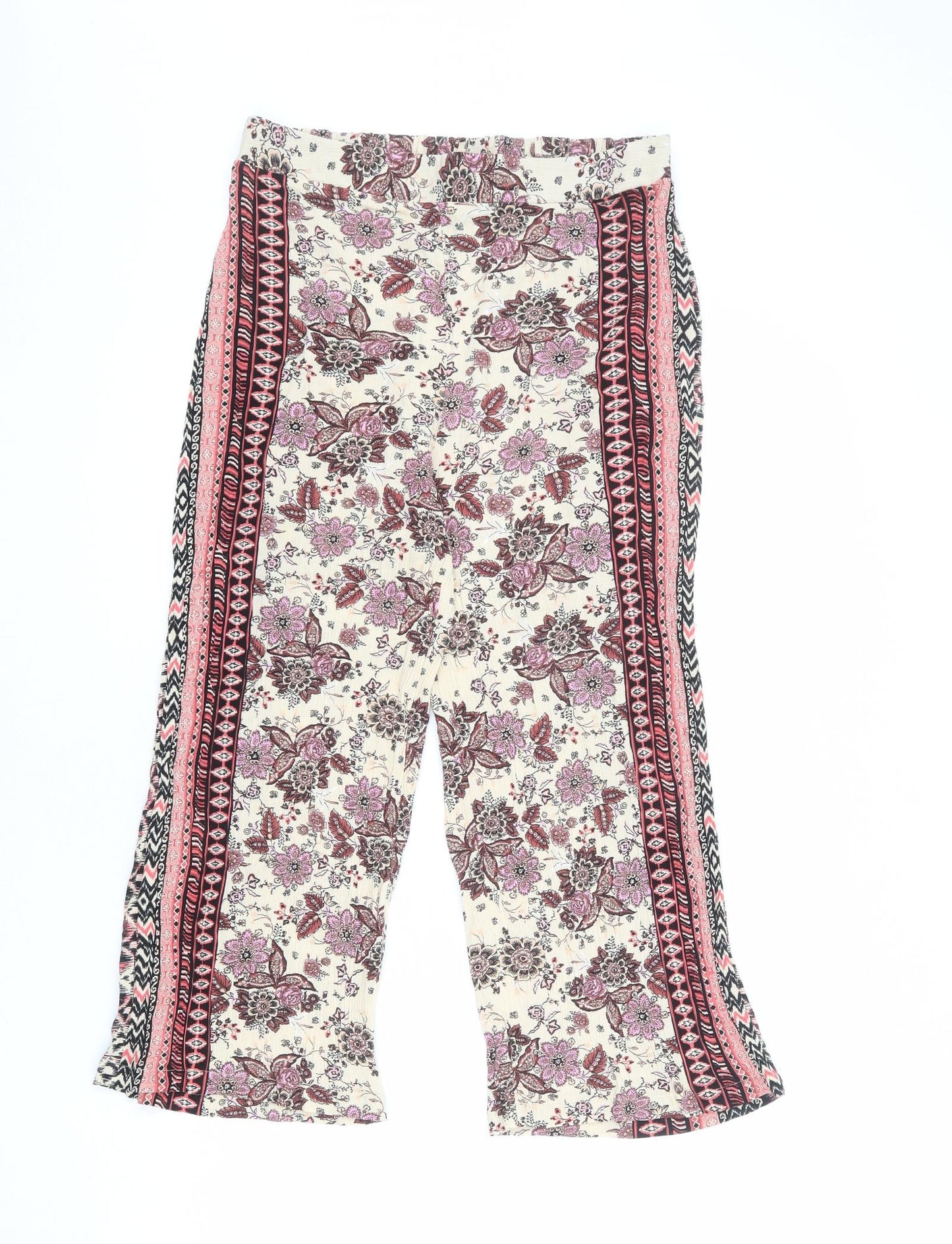 New Look Womens Multicoloured Floral Viscose Trousers Size 12 L21 in Regular